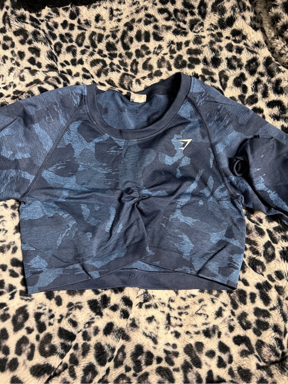 Gymshark Navy Camo Long Sleeve Crop Top
